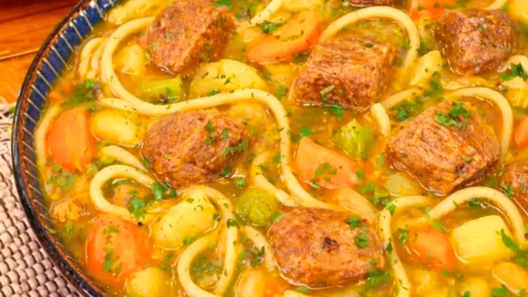 Receita de sopa de carne com legumes