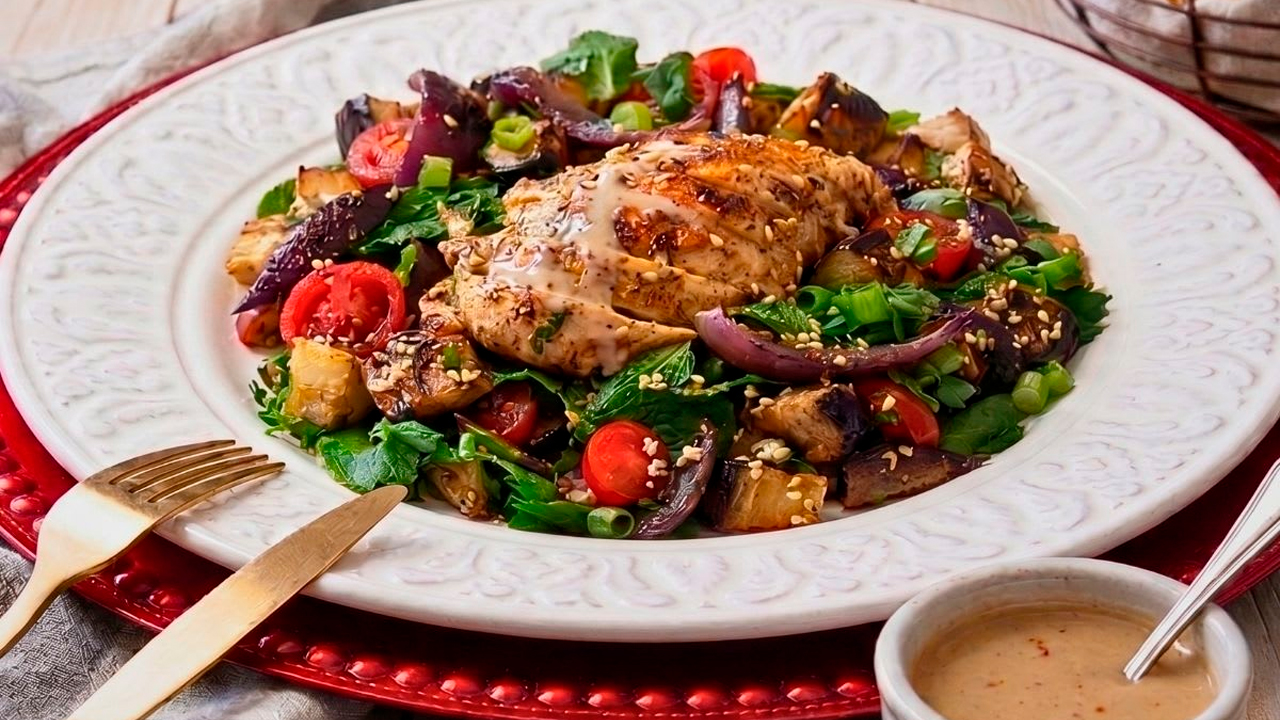 Receita de Berinjela com Frango Grelhado